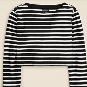 J. Crew Cropped Boatneck T-shirt in Mariner Cotton New with Tags